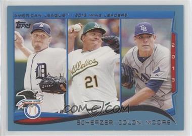 2014 Topps - [Base] - Wal-Mart Blue #299 - League Leaders - AL Wins Leaders (Max Scherzer, Bartolo Colon, Matt Moore)