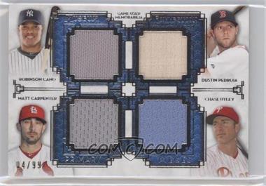 2014 Topps Museum Collection - Four-Player Primary Pieces Quad Relics #PPFQR-5 - Robinson Cano, Dustin Pedroia, Matt Carpenter, Chase Utley /99