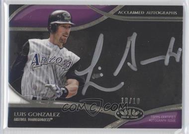 2014 Topps Tier One - Acclaimed Autographs - Silver Ink #AA-LGN - Luis Gonzalez /10