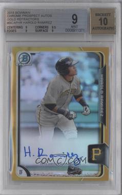 2015 Bowman - Chrome Prospects Autographs - Gold Refractor #BCAP-HR - Harold Ramirez /50 [BGS 9 MINT]