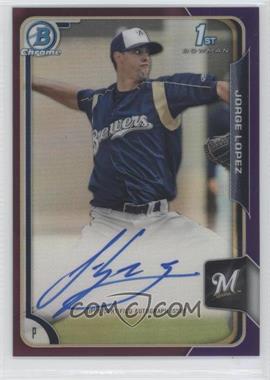 2015 Bowman - Chrome Prospects Autographs - Purple Refractor #BCAP-JL - Jorge Lopez /250