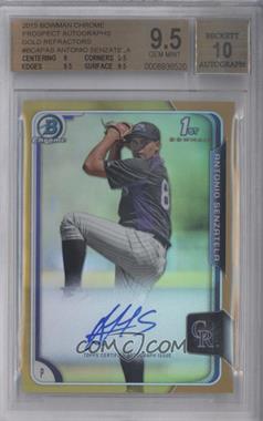 2015 Bowman Chrome - Prospects Autographs - Gold Refractor #BCAP-AS.2 - Antonio Senzatela /50 [BGS 9.5 GEM MINT]