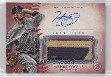 2015 Bowman Inception - Autographed Jumbo Patches - Red #IAP-HO - Henry Owens /5