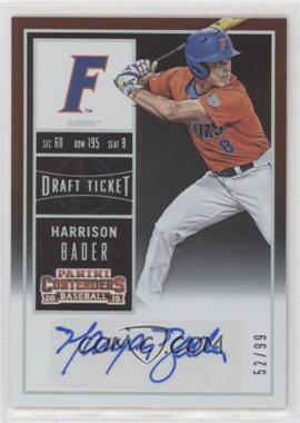 2015 Panini Contenders - College Ticket - Draft Ticket #36.2 - Harrison Bader (Orange Jersey) /99