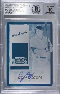 2015 Panini Contenders - Prospect Ticket - Printing Plate Cyan #47 - Corey Seager /1 [BAS BGS Authentic]