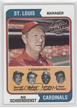 2015 Topps - Originals Buybacks #1974-236 - Red Schoendienst, Barney Schultz, George Kissell, Johnny Lewis, Vern Benson