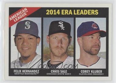 2015 Topps Heritage - [Base] #222 - League Leaders - Felix Hernandez, Chris Sale, Corey Kluber