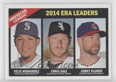 2015 Topps Heritage - [Base] #222 - League Leaders - Felix Hernandez, Chris Sale, Corey Kluber