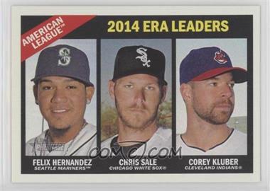 2015 Topps Heritage - [Base] #222 - League Leaders - Felix Hernandez, Chris Sale, Corey Kluber