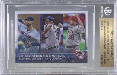 2015 Topps Mini - [Base] - Topps Vault First Edition Blank Back #214 - Corey Kluber, Max Scherzer, Jered Weaver /1 [BGS Authentic]