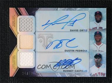 2015 Topps Triple Threads - Auto Relic Combos #TTARC-OPC - Dustin Pedroia, Rusney Castillo, David Ortiz /36