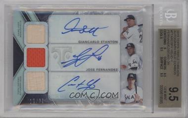 2015 Topps Triple Threads - Auto Relic Combos #TTARC-SFY - Christian Yelich, Jose Fernandez, Giancarlo Stanton /36 [BGS 9.5 GEM MINT]