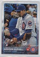 SP Photo Variation - Addison Russell (Pinstripes, Signing for Fans)