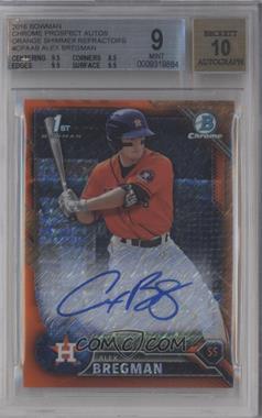 2016 Bowman - Chrome Prospect Autographs - Orange Shimmer Refractor #CPA-AB - Alex Bregman /10 [BGS 9 MINT]