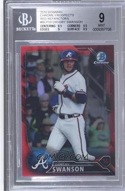 2016 Bowman - Chrome Prospects - Red Refractor #BCP50 - Dansby Swanson /5 [BGS 9 MINT]