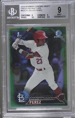 2016 Bowman Draft - Chrome - Green Refractor #BDC-31 - Draft Picks - Delvin Perez /99 [BGS 9 MINT]