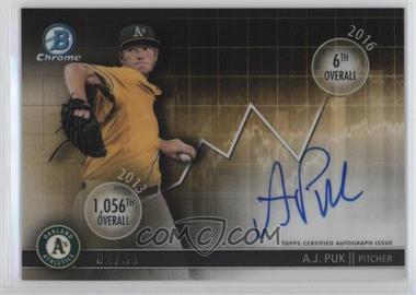 2016 Bowman Draft - Chrome Draft Dividends Refractor - Autographs #DD-AP - A.J. Puk /99