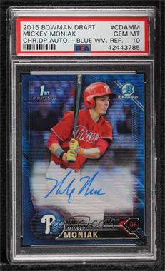 2016 Bowman Draft - Chrome Draft Pick Autographs - Blue Wave Refractor #CDA-MM.2 - Mickey Moniak /150 [PSA 10 GEM MT]