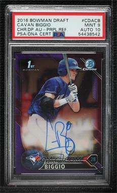 2016 Bowman Draft - Chrome Draft Pick Autographs - Purple Refractor #CDA-CB - Cavan Biggio /250 [PSA 9 MINT]