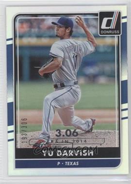 2016 Panini Donruss - [Base] - Stat Line Season #165 - Yu Darvish /306