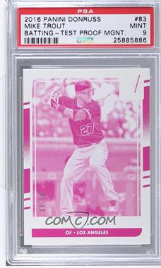 2016 Panini Donruss - [Base] - Test Proof Magenta #83 - Mike Trout /10 [PSA 9 MINT]