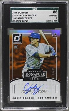 2016 Panini Donruss - Signature Series - Orange #SGS-CS - Corey Seager /49 [SGC 88 NM/MT 8]