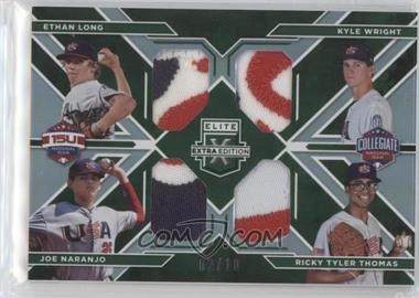 2016 Panini Elite Extra Edition - USA Baseball Quad Materials - Emerald #17 - Ethan Long, Kyle Wright, Ricky Tyler Thomas, Joe Naranjo /10