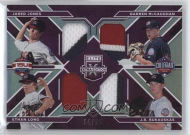 2016 Panini Elite Extra Edition - USA Baseball Quad Materials - Purple #5 - Jared Jones, Darren McCaughan, Ethan Long, J.B. Bukauskas, /25