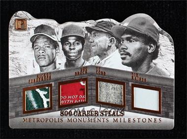 2016 Panini Pantheon - Metropolis Monuments Milestones - Bronze #M-800 - Rickey Henderson, Tim Raines, Lou Brock, Ty Cobb /3