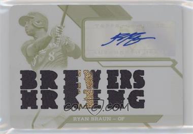 2016 Topps Triple Threads - Triple Threads Auto Relics - White Whale Printing Plate Yellow #TTAR-RB1 - Ryan Braun /1