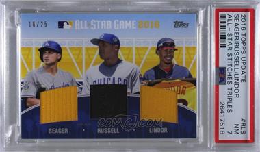 2016 Topps Update Series - All-Star Stitches Triple #AST-RLS - Addison Russell, Corey Seager, Francisco Lindor /25 [PSA 7 NM]