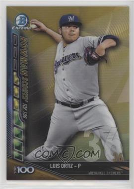 2017 Bowman - Chrome Bowman Scouts Top 100 - Gold Refractor #BTP-36 - Luis Ortiz /50