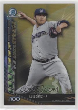 2017 Bowman - Chrome Bowman Scouts Top 100 - Gold Refractor #BTP-36 - Luis Ortiz /50