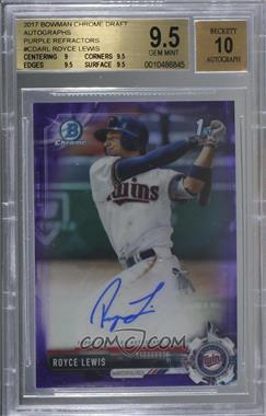 2017 Bowman Draft - Chrome Draft Pick Autographs - Purple Refractor #CDA-RL - Royce Lewis /250 [BGS 9.5 GEM MINT]