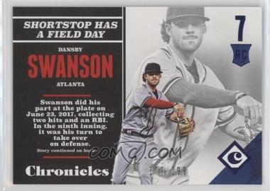 2017 Panini Chronicles - [Base] - Blue #108 - Rookies - Dansby Swanson /299