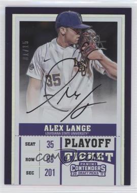 2017 Panini Contenders Draft Picks - [Base] - Playoff Ticket #38.2 - Variation - Alex Lange (Glove Over Face) /15