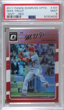 2017 Panini Donruss Optic - [Base] - Red Prizm #107.2 - Variation - Mike Trout (MVP) /99 [PSA 9 MINT]