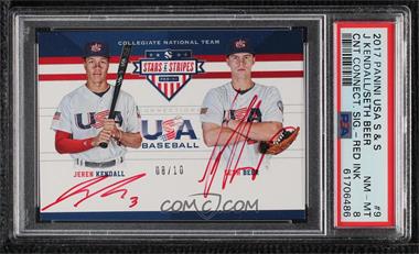 2017 Panini USA Baseball Stars & Stripes - CNT Connections Signatures - Red Ink #9 - Jeren Kendall, Seth Beer /10 [PSA 8 NM‑MT]