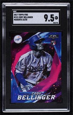 2017 Topps Fire - [Base] - Magenta #121 - Cody Bellinger /25 [SGC 9.5 Mint+]