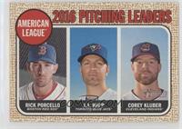 League Leaders - Corey Kluber, J.A. Happ, Rick Porcello (Porcello on Back)