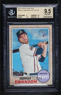 2017 Topps Heritage - [Base] #76.2 - SP - Rookie Variation - Dansby Swanson [BGS 9.5 GEM MINT]