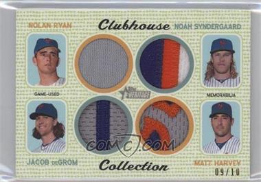 2017 Topps Heritage - Clubhouse Collection Quad Relics #CCQR-RSDH - Nolan Ryan, Jacob deGrom, Matt Harvey, Noah Syndergaard /10