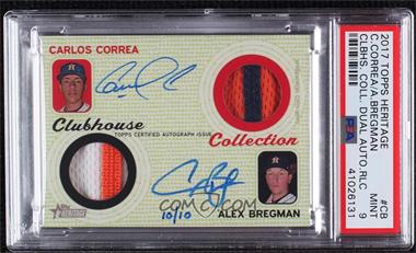2017 Topps Heritage High Number - Clubhouse Collection Dual Autograph Relics #CCDAR-CB - Carlos Correa, Alex Bregman /10 [PSA 9 MINT]