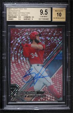 2017 Topps High Tek - [Base] - Red Orbit Diffractor Autographs #HT-BH - Bryce Harper /10 [BGS 9.5 GEM MINT]