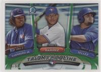 Rowdy Tellez, Vladimir Guerrero Jr., Harold Ramirez #/99