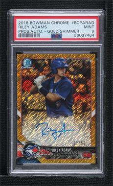 2018 Bowman Chrome - Prospect Autographs - HTA Gold Shimmer Refractor #BCPA-RAD - Riley Adams /50 [PSA 9 MINT]