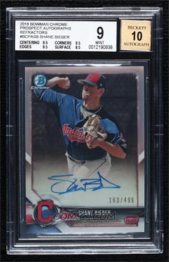 2018 Bowman Chrome - Prospect Autographs - Refractor #BCPA-SB - Shane Bieber /499 [BGS 9 MINT]