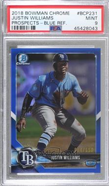 2018 Bowman Chrome - Prospects - Blue Refractor #BCP231 - Justin Williams /150 [PSA 9 MINT]