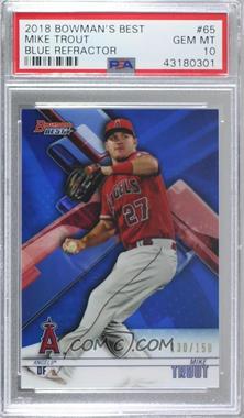 2018 Bowman's Best - [Base] - Blue Refractor #65 - Mike Trout /150 [PSA 10 GEM MT]