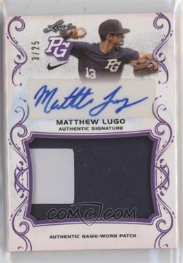 2018 Leaf Perfect Game National Showcase - Patch Autographs - Purple #PA-ML1 - Matthew Lugo /25 [Poor to Fair]